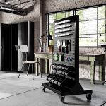 Instrumentu panelis uz riteņiem MARIUSZ, 965 x 1555 x 610 mm, All Black