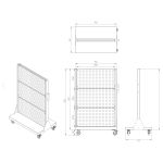 Instrument panel on wheels MARIUSZ, 965 x 1555 x 610 mm, All Black