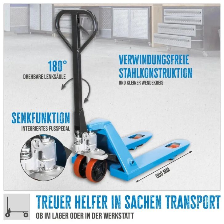 Pallet trolley GHW 2500-80 PU, 800 mm, 2500 kg, PU