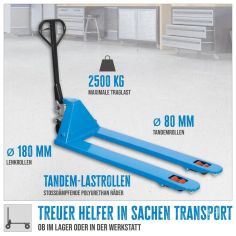 Palešu ratiņi GHW 2500-180 PU, 1800 mm, 2500 kg, PU 2