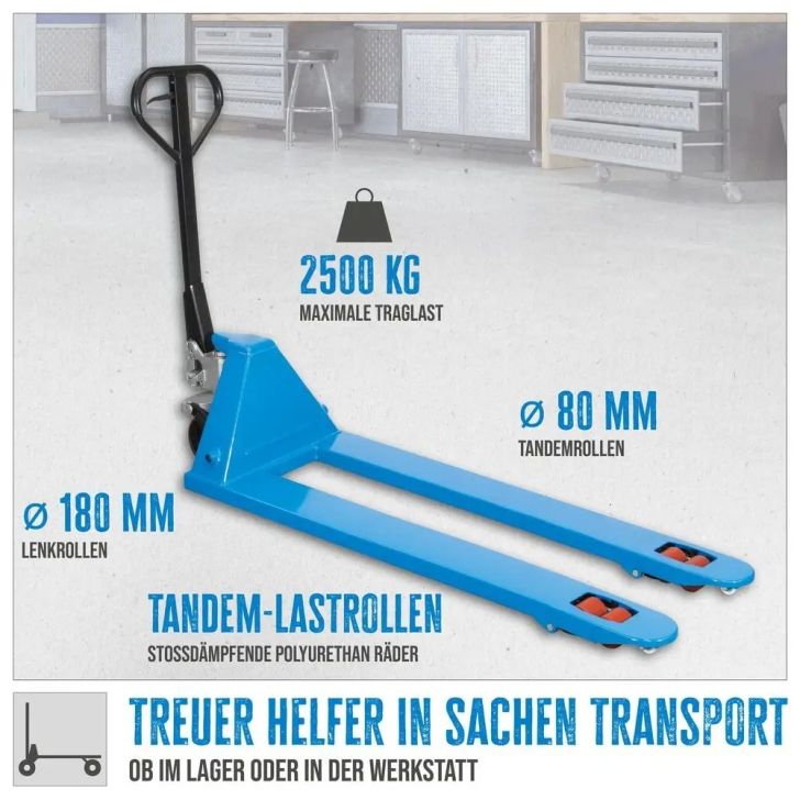 Паллетная тележка GHW 2500-180 ПУ, 1800 мм, 2500 кг, ПУ