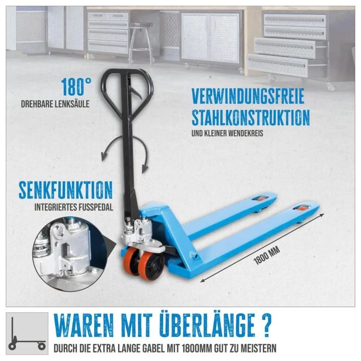 Palešu ratiņi GHW 2500-180 PU, 1800 mm, 2500 kg, PU