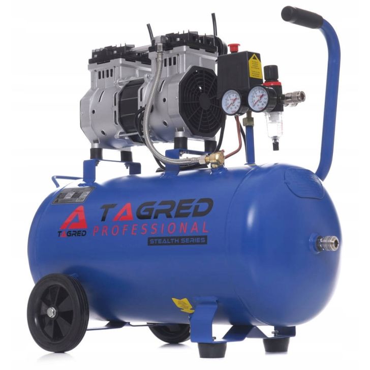 Oil-free compressor 50L, 290 l/min, 1.5 kW, 2 cylinders, 230V, 8 bar