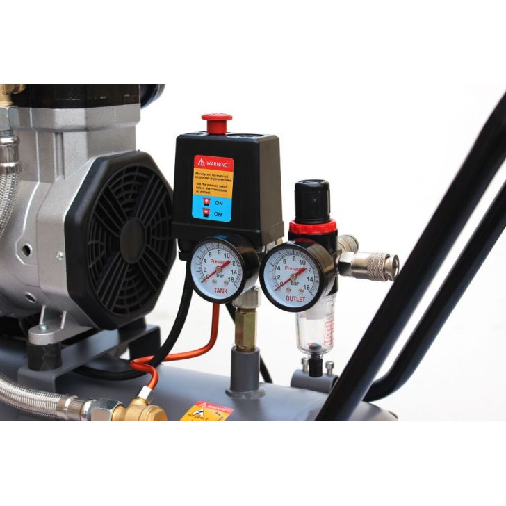 Compressor without oil 50L, 345 l/min, 3.0 kW/2.2 kW, 2 cylinders, 230V, 10 bar