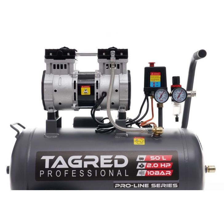 Compressor without oil 50L, 290 l/min, 2.0 kW/1.5 kW, 2 cylinders, 230V, 10 bar