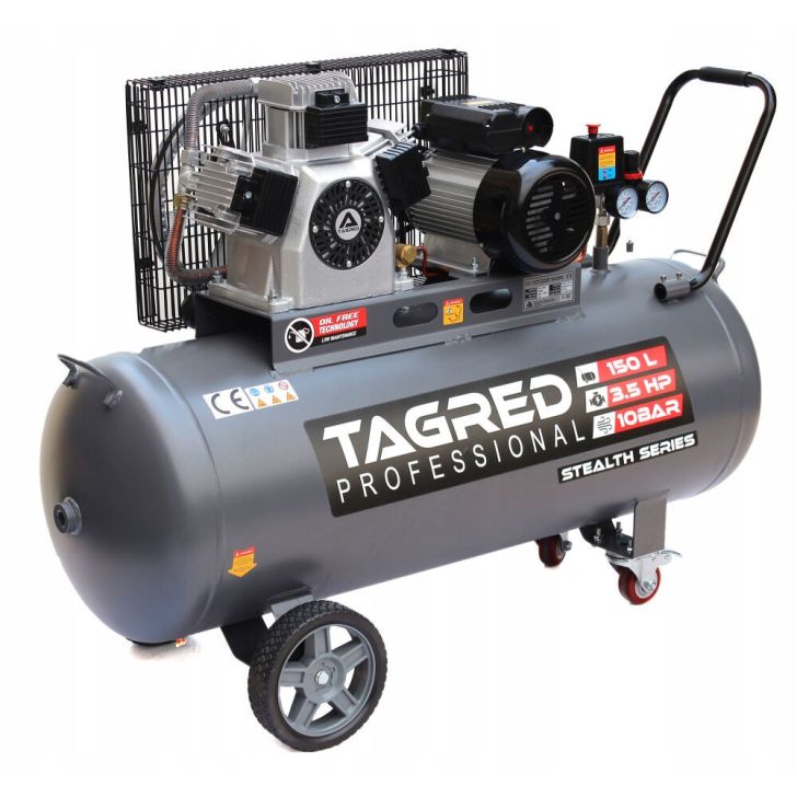 Oil-free compressor 150L, 650 l/min, 3.5 kW, 3 cylinders, 230V, 10 bar