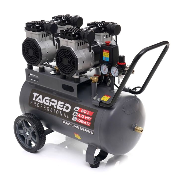 Compressor without oil 50L, 576 l/min, 2x2.0 kW/2x1.5 kW, 4 cylinders, 230V, 10 bar