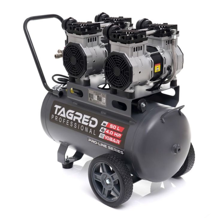 Compressor without oil 50L, 576 l/min, 2x2.0 kW/2x1.5 kW, 4 cylinders, 230V, 10 bar