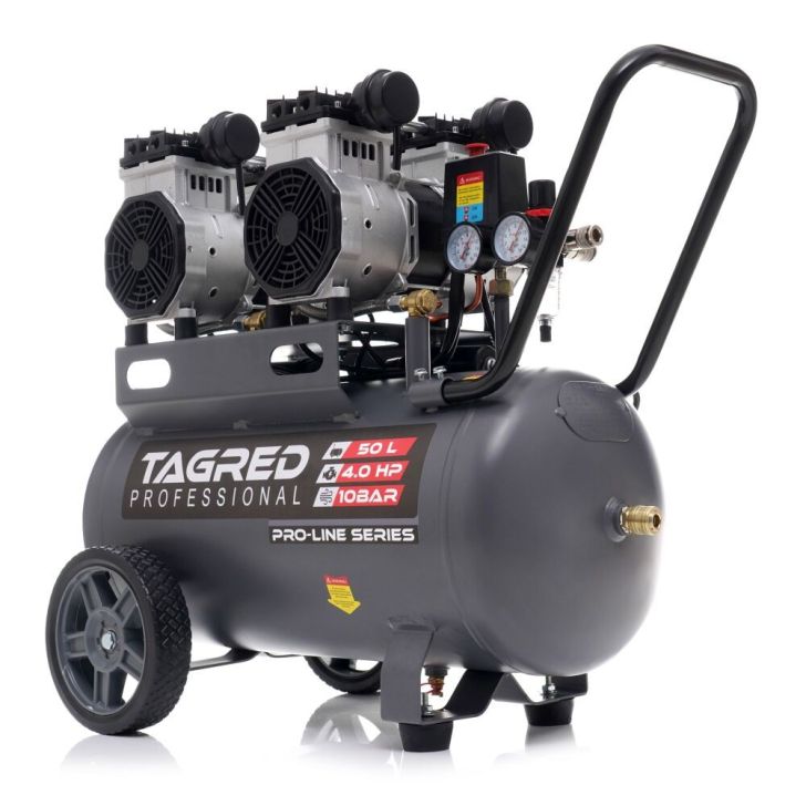 Compressor without oil 50L, 576 l/min, 2x2.0 kW/2x1.5 kW, 4 cylinders, 230V, 10 bar