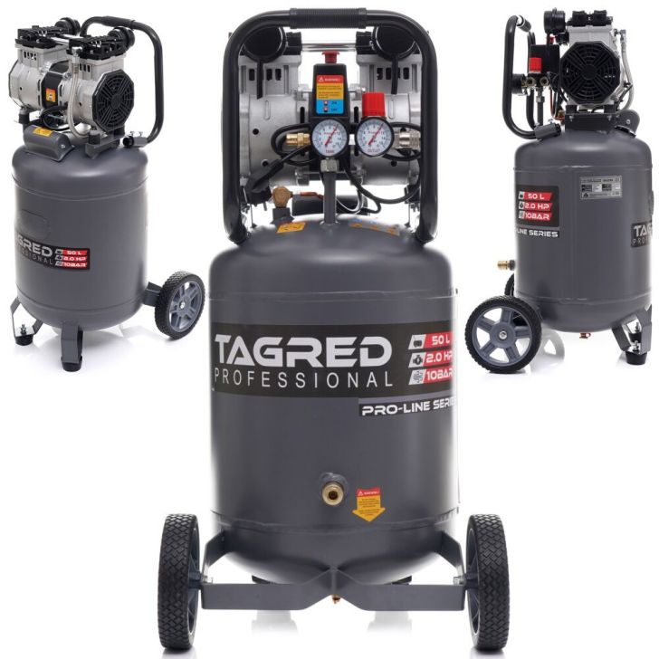 Oil-free compressor 50L, 290 l/min, 2.0 kW, 2 cylinders, 230V, 10 bar