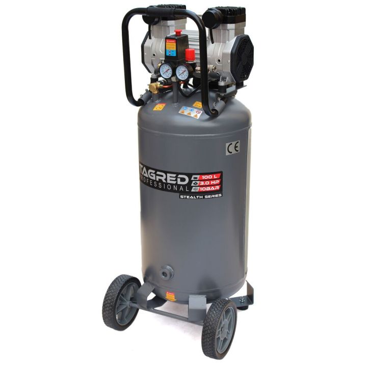 Compressor without oil 100L, 394 l/min, 3.0 kW/2.2 kW, 2 cylinders, 230V, 10 bar