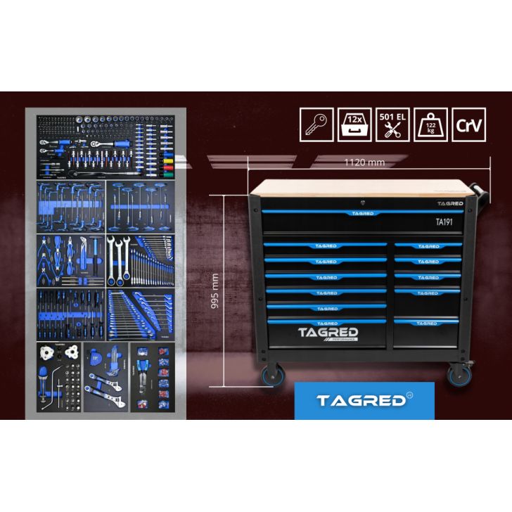 Tool trolley with tools 501 pcs.