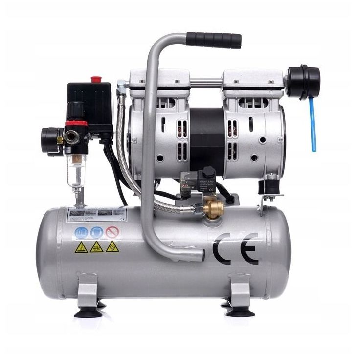Oil-free compressor 6L, 150 l/min, 550 W, 2 cylinders, 230V, 8 bar