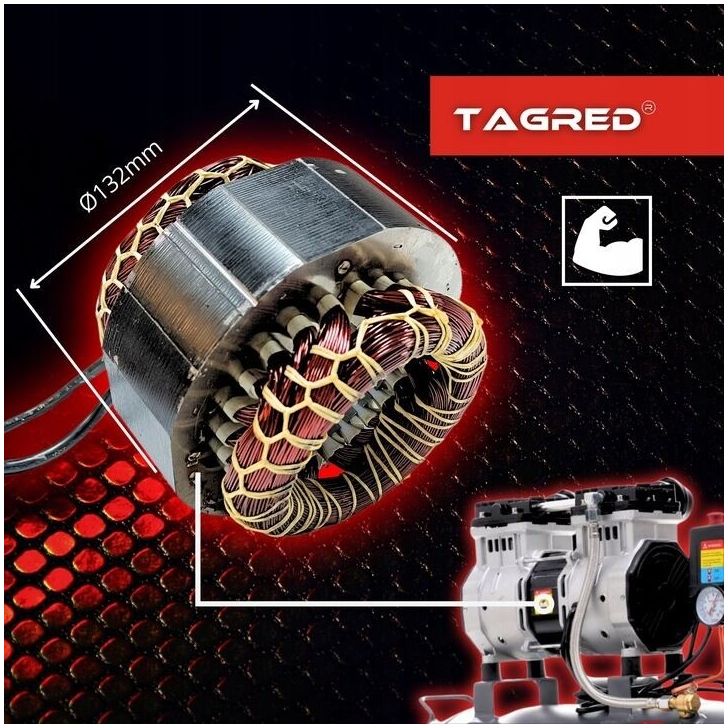 Компрессор без масла 6л, 150 л/мин, 550 Вт, 2 цилиндра, 230В, 8 бар