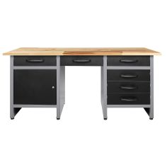 Workbench 160 cm 6 drawers and 1 door grey 85 cm