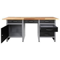 Workbench 160 cm 6 drawers and 1 door grey 85 cm 2