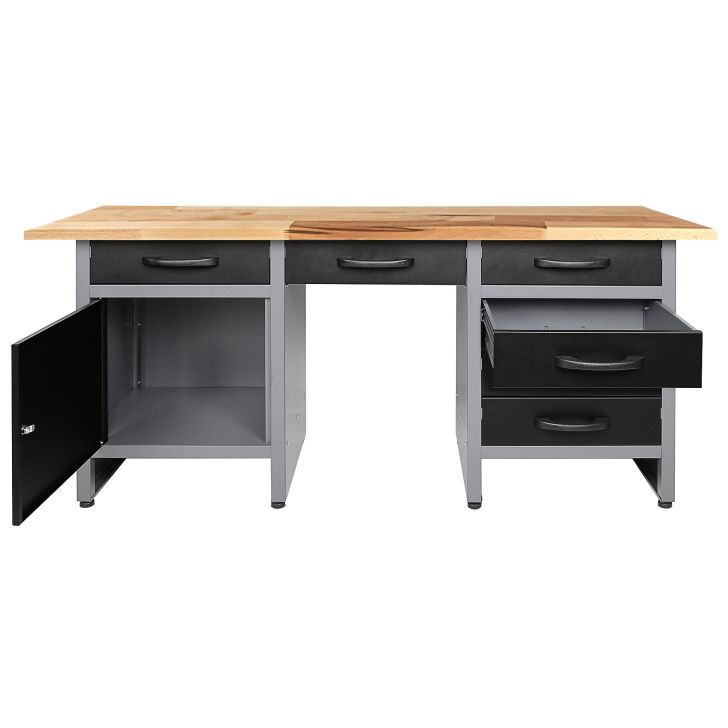 Workbench 160 cm 6 drawers and 1 door grey 85 cm
