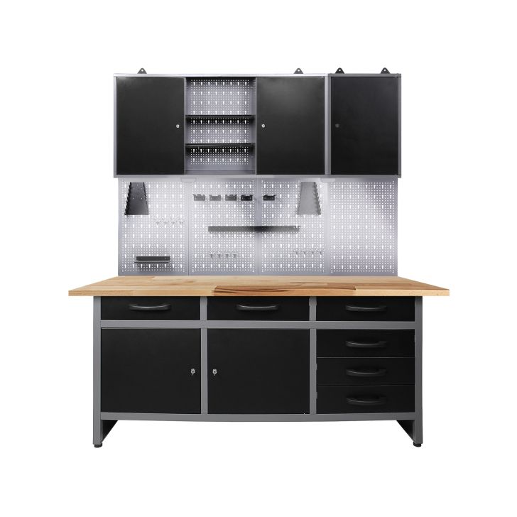 Work desk Karsten 160 cm 2 open cabinets LED