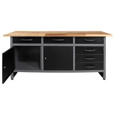 Work desk Karsten 160 cm 2 open cabinets LED 2