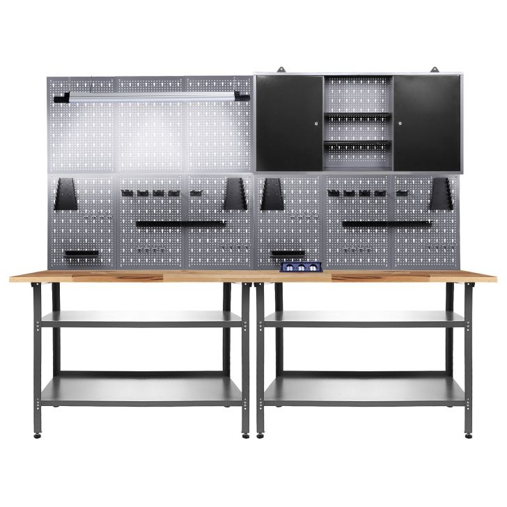 Work desk Basic 240cm complete LED Bluetooth &amp; socket