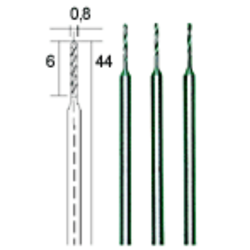 HSS 0.8mm spirālurbji, komplekts no 3 gab, PROXXON MICROMOT System, smalkmehāniķiem