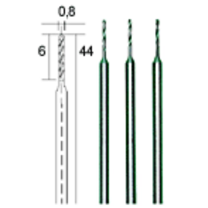 HSS 0.8mm twist drills, set of 3 pieces, PROXXON MICROMOT System, for precision mechanics