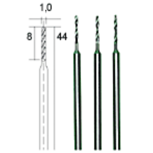 HSS 1,0mm spirālurbji, komplekts no 3 gab, PROXXON MICROMOT System, smalkmehāniķiem