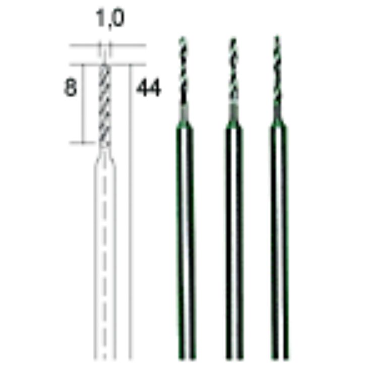 HSS 1.0mm twist drills, set of 3, PROXXON MICROMOT System, for precision mechanics