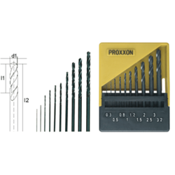 HSS spirālurbji Ø 0.3-3.2mm, 10gab, komplekts, PROXXON MICROMOT System, smalkmehāniķiem