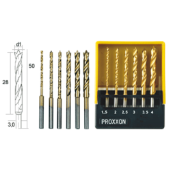 HSS spirālurbji Ø 1.5-4mm, 6gab, komplekts, PROXXON MICROMOT System, smalkmehāniķiem