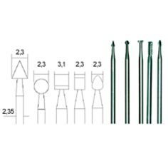 Tungsten-vanadium burrs 2.3/3.1 mm, set, 5 pcs, PROXXON MICROMOT System, for precision mechanics