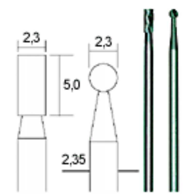 Cietkausējuma borfrēzes 2,3 mm, komplekts, 2 gab, PROXXON MICROMOT System, smalkmehāniķiem