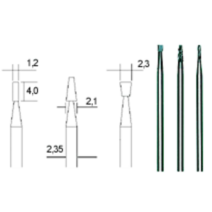 Carbide burrs 1.2/2.1/2.3 mm, set, 3 pcs, PROXXON MICROMOT System, for precision mechanics