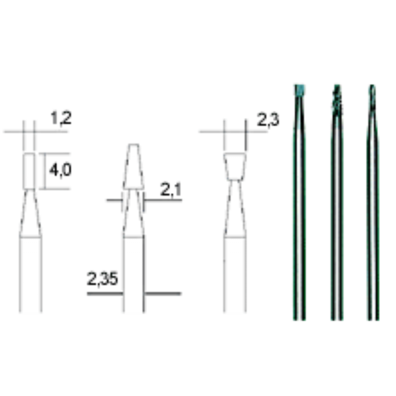 Cietkausējuma borfrēzes 1.2/2.1/2.3 mm, komplekts, 3 gab, PROXXON MICROMOT System, smalkmehāniķiem