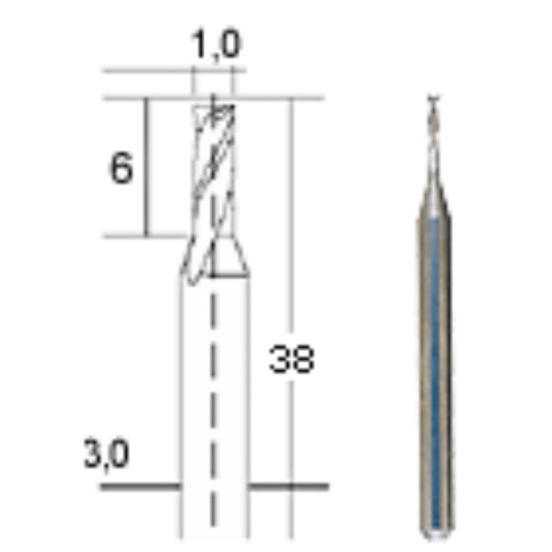 Cietkausējuma frēze 1,0 mm, PROXXON MICROMOT System, smalkmehāniķiem