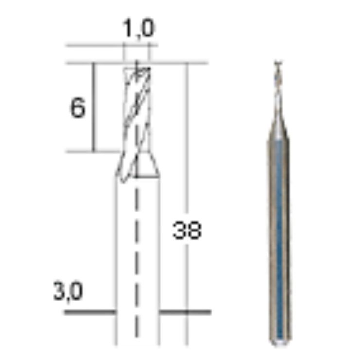 Carbide milling cutter 1.0 mm, PROXXON MICROMOT System, for precision mechanics