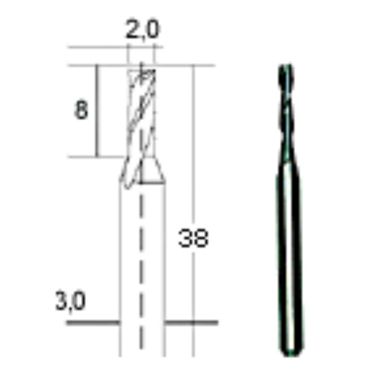 Carbide milling cutter 2.0 mm, PROXXON MICROMOT System, for precision mechanics