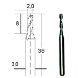 Cietkausējuma frēze 2,0 mm, PROXXON MICROMOT System, smalkmehāniķiem