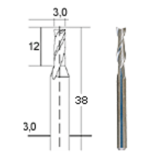 Cietkausējuma frēze 3,0 mm, PROXXON MICROMOT System, smalkmehāniķiem