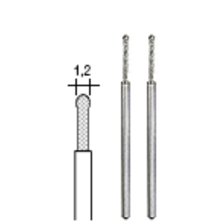 Diamond ball-shaped MINI burrs 1.2 mm, 2 pcs, set, PROXXON MICROMOT System, for precision mechanics