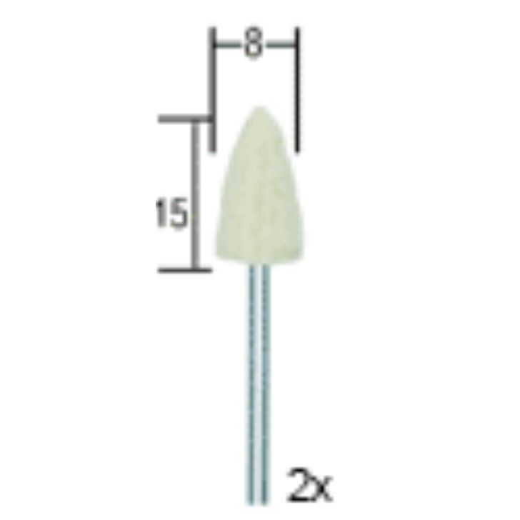 Filca (voiloka) pulēšanas uzgaļi 8x15mm, 2gb, 28 801, PROXXON MICROMOT System