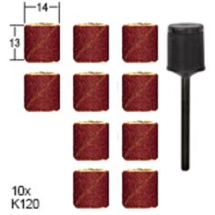 Slīpēšanas uzgaļi no smilšpapīra 14x13mm, 10gb, ar turētāju, komplekts, PROXXON MICROMOT System, art. 28978