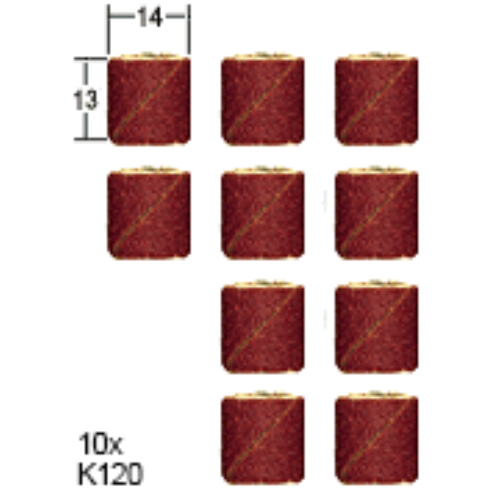 Slīpēšanas uzgaļi no smilšpapīra 14x13mm, 10gb, komplekts, PROXXON MICROMOT System, art. 28 979
