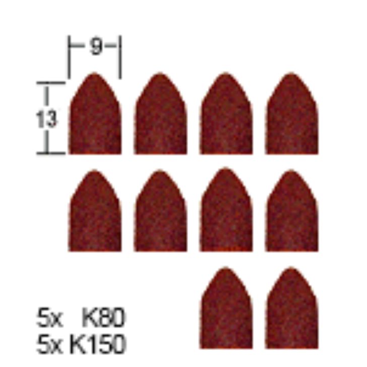 Sanding pads 9x13mm, 10pcs, set, PROXXON MICROMOT System, art. 28 989