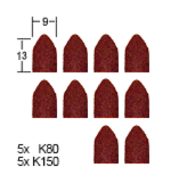 Slīpēšanas uzgaļi no smilšpapīra 9x13mm, 10gb, komplekts, PROXXON MICROMOT System, art. 28 989