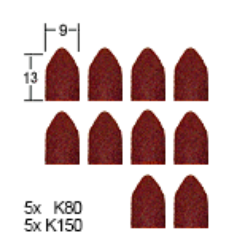 Slīpēšanas uzgaļi no smilšpapīra 9x13mm, 10gb, komplekts, PROXXON MICROMOT System, art. 28 989