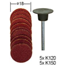 Sanding discs made of sandpaper 18mm 10pcs, with holder, set, PROXXON MICROMOT System, art. 28 982