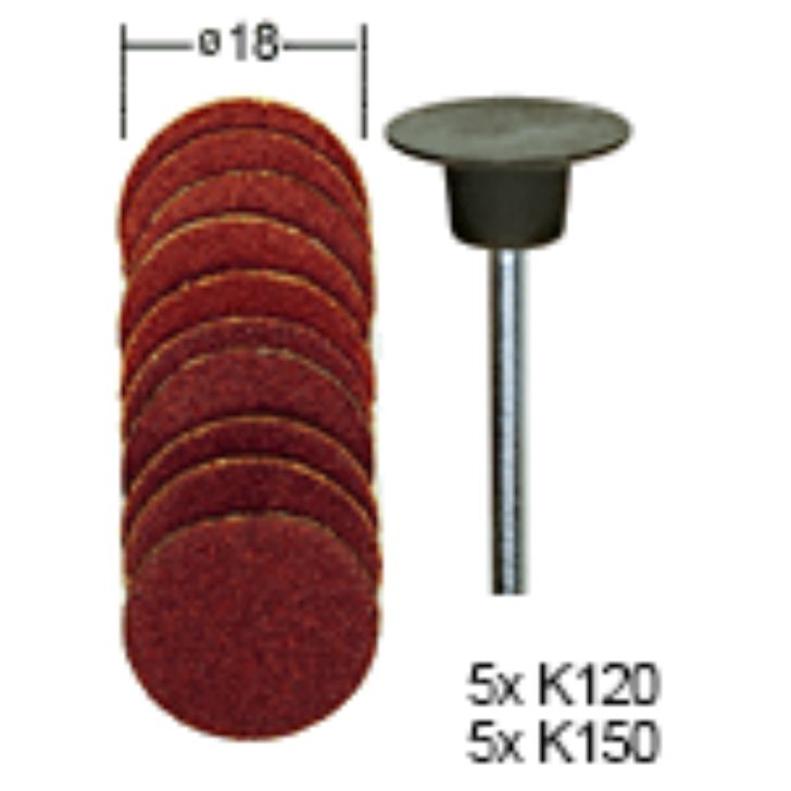 Sanding discs made of sandpaper 18mm 10pcs, with holder, set, PROXXON MICROMOT System, art. 28 982