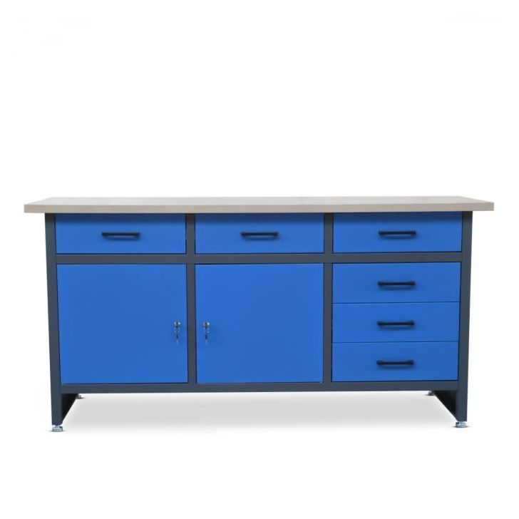HENRY darbagalds ar atvilktnēm un skapjiem BLUE