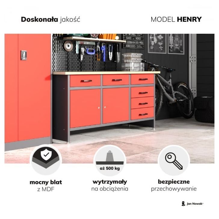 HENRY darbagalds ar atvilktnēm un skapjiem BLUE